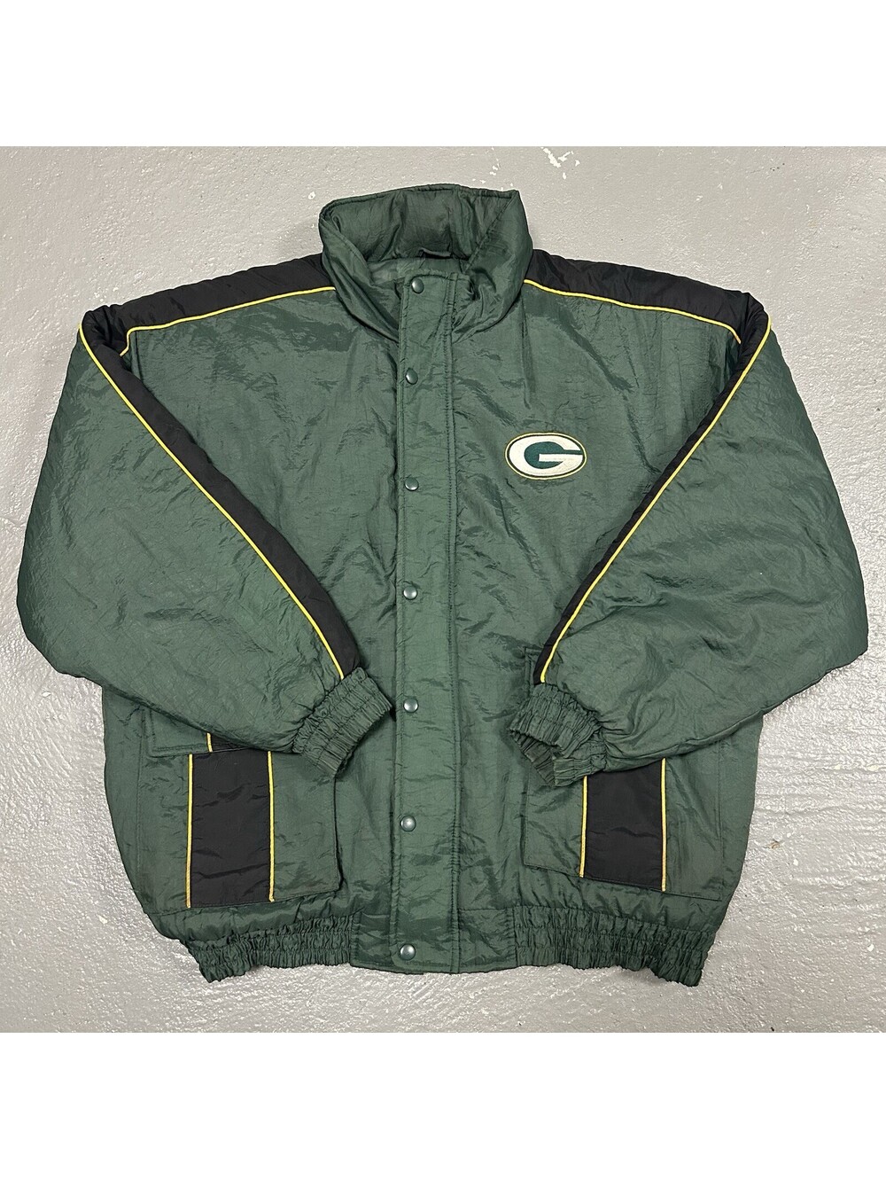 VINTAGE 90s NFL Green Bay Packers Logo Athletic Full Zip Jacket Green Size XL